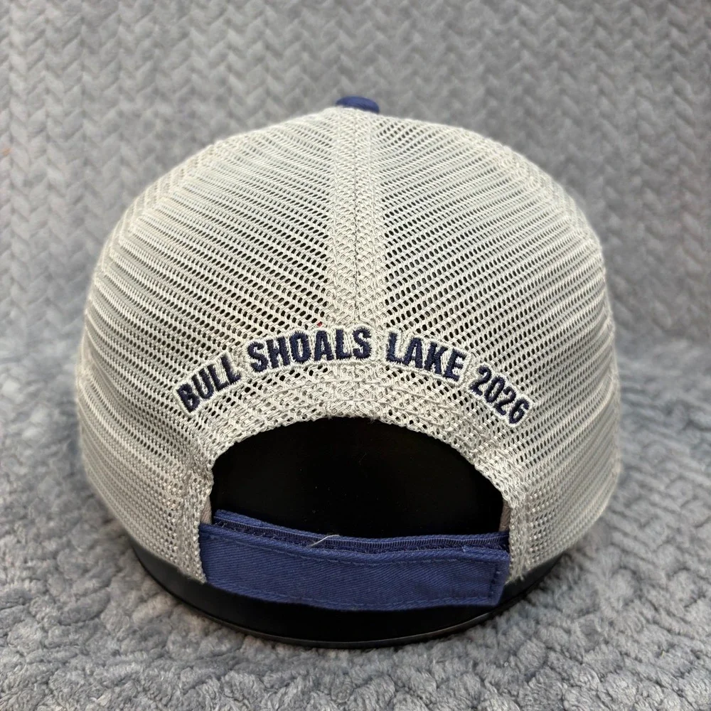 Tyson Bass Association Bull Shoals Lake 2026 Trucker Hat Blue Grey Mesh Cap